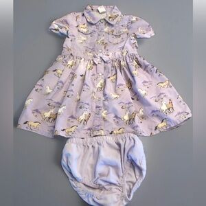 Gymboree Lilac Horse-Print Dress with Matching Bloomers